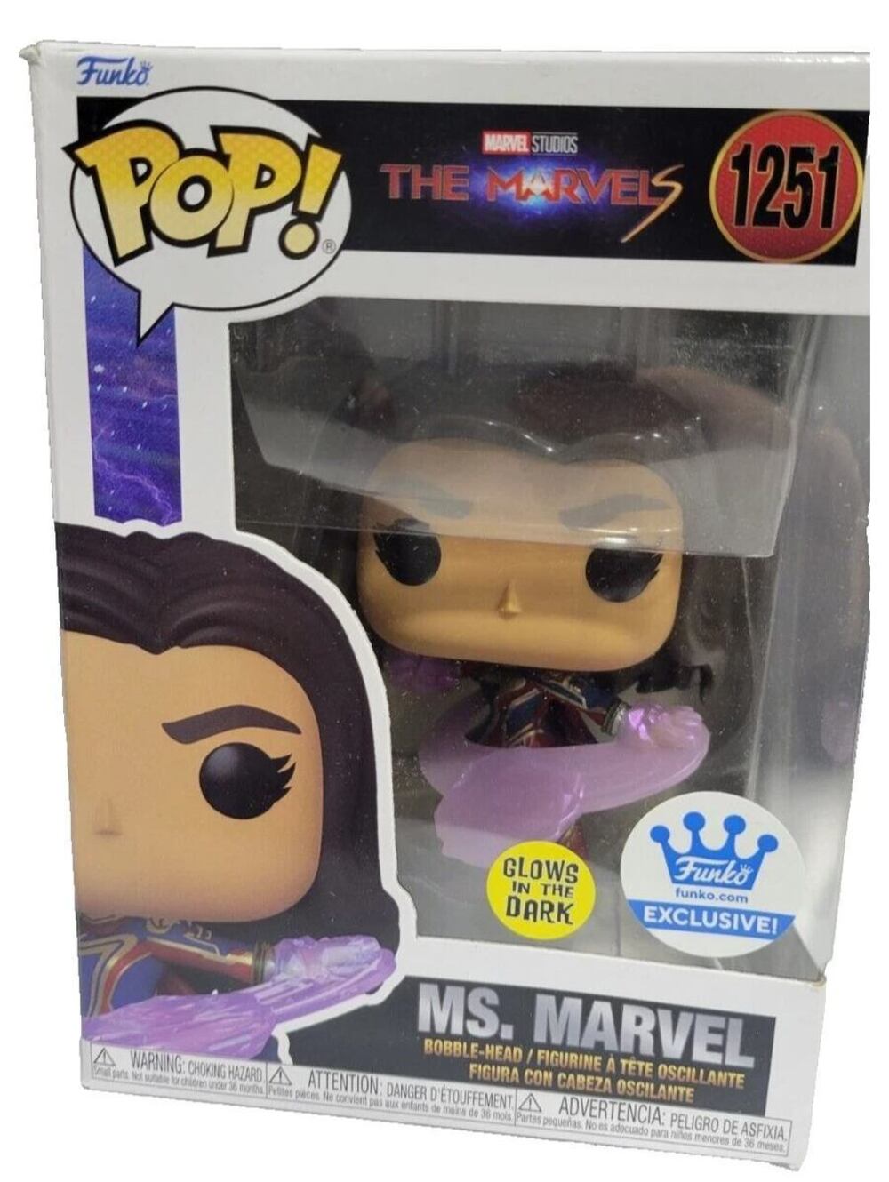 Funko Pop Marvel Ms. Marvel Fighting Stance Glow in the Dark Figure New